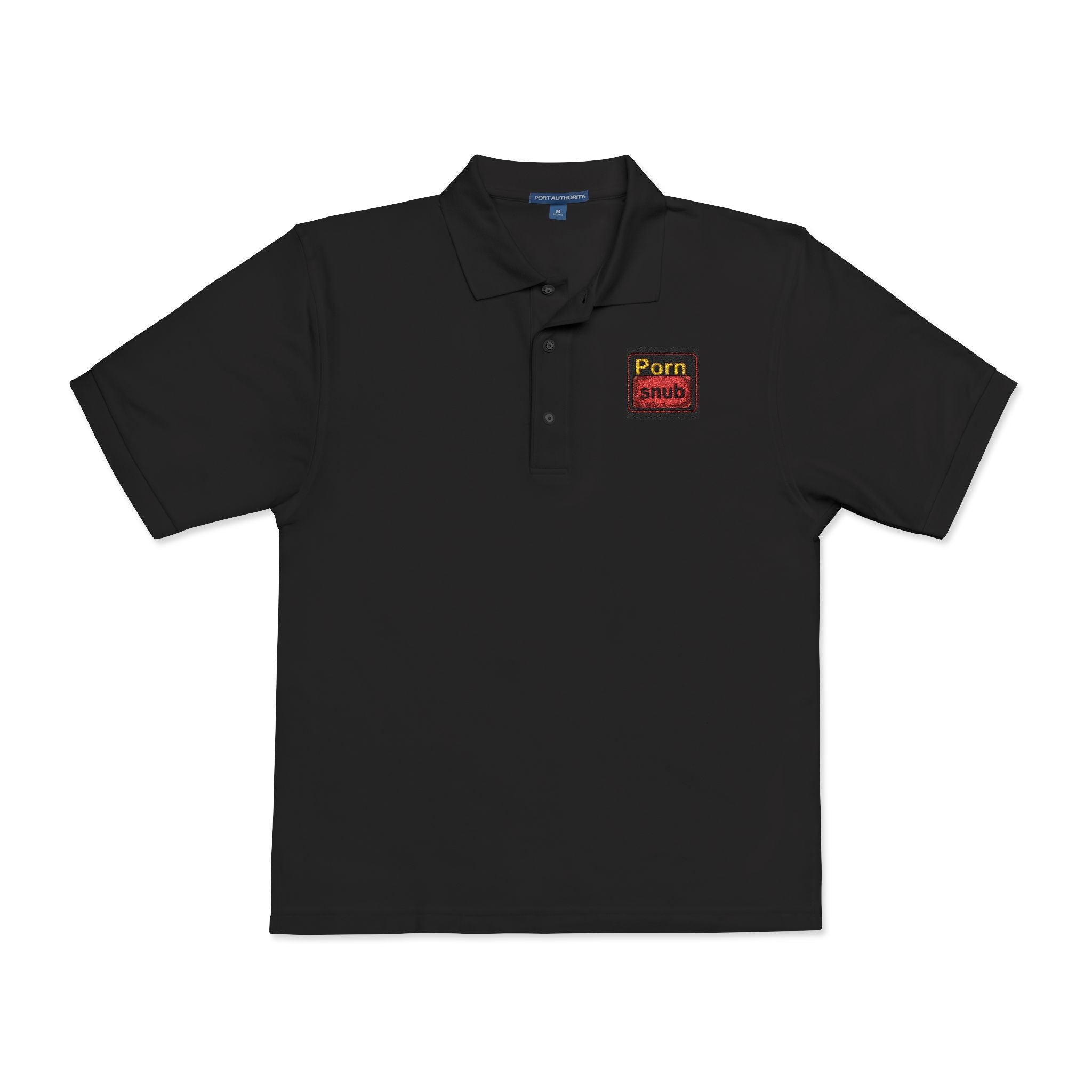 Embroidered 'Pornsnub' Black Polo Shirt